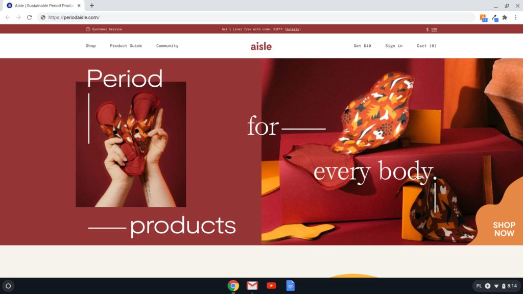 Period Aisle landing page